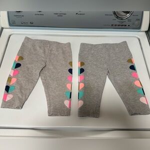 TWIN BUNDLE/ Carter's Gray Leggings with Colorful Heart Details / Capris length